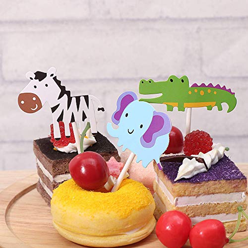 CAILI Cake Toppers,Animal Cupcake Toppers,Decoracion de Pasteles,Cake Topper Personalizado para la Decoración de la Fiesta Infantil Kids Baby Shower (10 Sets,70 Piezas)