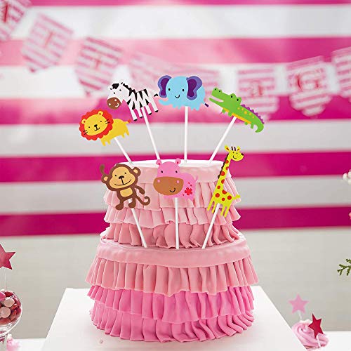 CAILI Cake Toppers,Animal Cupcake Toppers,Decoracion de Pasteles,Cake Topper Personalizado para la Decoración de la Fiesta Infantil Kids Baby Shower (10 Sets,70 Piezas)