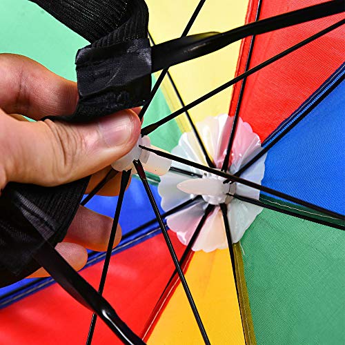 CAILI Sombrero para Sombrilla,Paraguas de Cabeza para el Sol y la Lluvia,Sun Rain Rainbow Sombrero para el Sol y la Lluvia, para Golf, Pesca y Acampada (3 pcs)