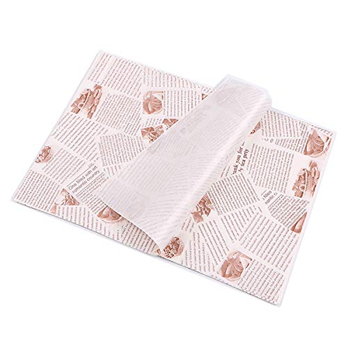 cailiya 100 Hojas Papel para Envolver Alimentos, Papel Encerado Impermeable a Prueba de Aceites, Envoltorio para Regalos, Manualidades, Pasteles, Queso, Turrón, Chocolate - 36 x 26 cm