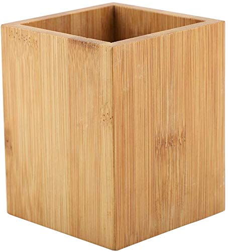 Caja de almacenamiento de bambú, para bolígrafos oficina escuela escritorio lápices organizador de madera multifunción 8*8*10cm