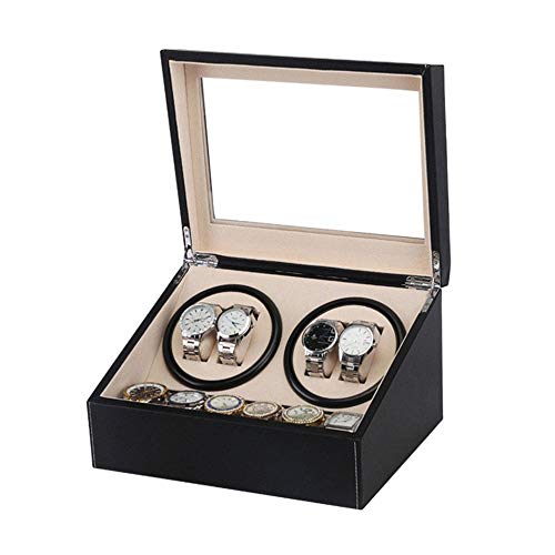 Caja de almacenamiento de reloj de cuero para diez Caja de reloj de la caja de la cabeza del doble de la PU Negro Motor eléctrico Caja de reloj Shaker reloj mecánico de cuerda automática de la coctele