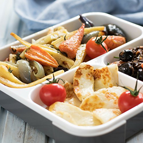 Caja de Almuerzo Bento - 3 Compartimientos a prueba de fuga de control de porciones - Incluye bolsa de almuerzo a juego con aislamiento para adulto – Contenedor de caja de almuerzo ultra delgado