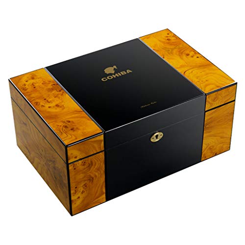 Caja de cigarros - humidor de cigarros portátil Humedad Constante humidificado Cedro Cubano Caja de cigarros (Color : Negro)