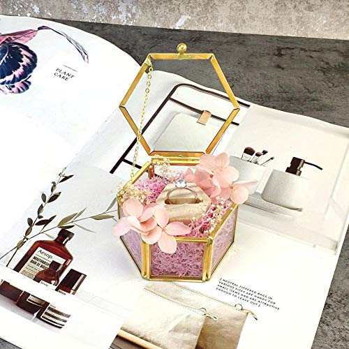 Caja de cristal para anillos de boda, joyero, diseño de flor eterna, geométrica nórdica, transparente, decoración creativa