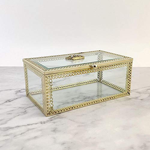 Caja de cristal para anillos de boda, joyero, diseño de flor eterna, geométrica nórdica, transparente, decoración creativa