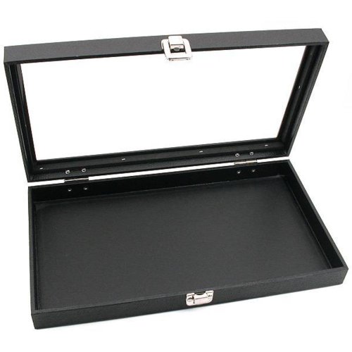 Caja de cristal para joyas, de Findingking, expositor negro con 24 botes para gemas