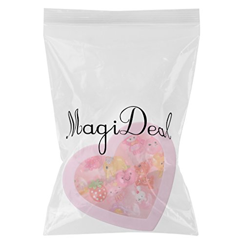 Caja de Joyería Forma de Corazón Anillos Plásticos Rosada Chica Presente Niños - 12pcs #3