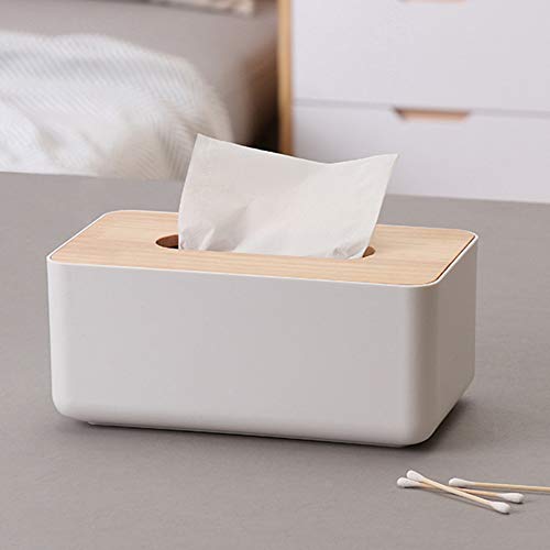 Caja de pañuelos de bambú, de madera natural, rectangular, con parte inferior extraíble y dispensador de servilletas, para papel de seda estándar y cajas Kleenex rectangular As Picture Show