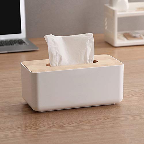 Caja de pañuelos de bambú, de madera natural, rectangular, con parte inferior extraíble y dispensador de servilletas, para papel de seda estándar y cajas Kleenex rectangular As Picture Show