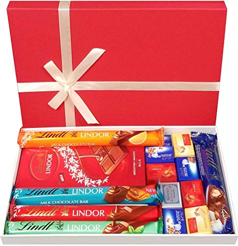 Caja De Regalo De Selección De Chocolate Con Leche Premium - Barras Lindor De Chocolate Con Leche Disponibles, Napolitains, Nocciolatte Bar