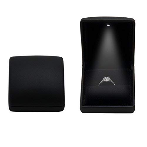 caja del anillo LED - ALLEU caja joyero de para compromiso y boda (negro)