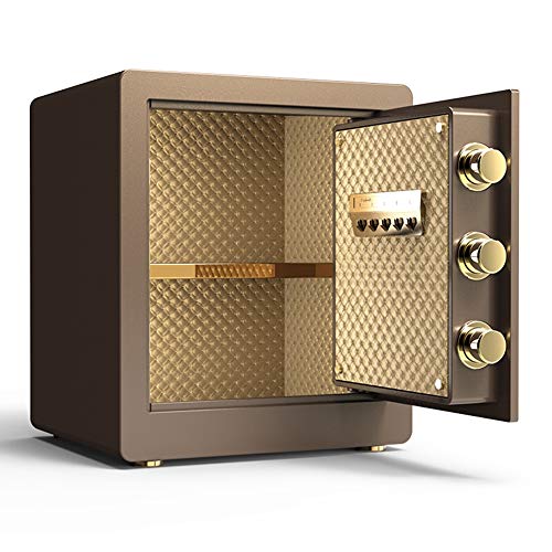 Caja Fuerte de Seguridad,36x30x40cm Reconocimiento de Huellas Dactilares Electrónica de Caja de Seguridad, Oficina de Hotel Joyas Comerciales Uso de Efectivo Almacenamiento,brown