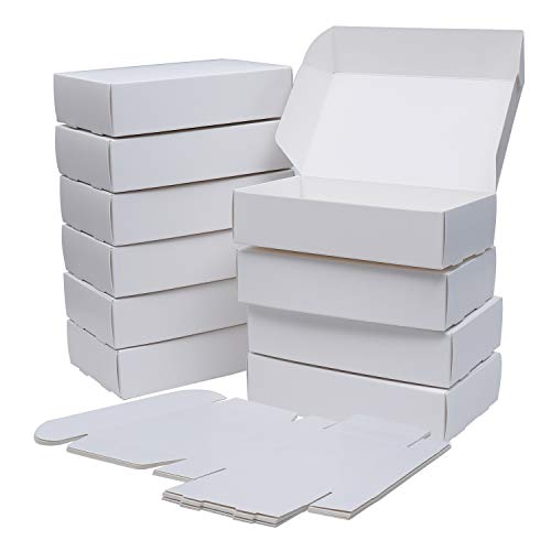 Cajas Cartón kraft Blancas (Pack de 20) - Cajas Regalo Cartón (19x11,1x4,6cm) - Cajas para Chocolates, Regalos, Tartas/Pastelería - Fiesta, Festivales y Bodas - Cajas Planas Auto Ensamblado