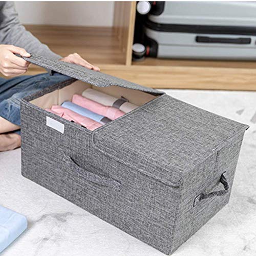 Cajas de almacenaje con doble tapas, caja de almacenaje Cubo con asas cestas de tela de poliéster plegable caja de almacenamiento de almacenamiento de contenedores for ropa Juguetes Libros (Color: Bei