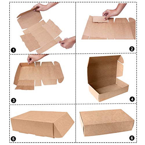 Cajas de Cartón Kraft para Regalos (Pack de 20) - Caja de Regalo 19 x 11 x 4,5cm Empaque Plano Automontable Apto para Fiesta, Boda, Galletas, Dulces y Joyas