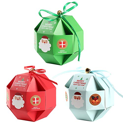 Cajas de Dulces Navideños 12 Piezas Cajas de regalo navideñas Cajas de dulces Cajas Presentes Cajas de dulces con patrones de elementos navideños Cajas de papel navideñas para la fiesta de Navidad