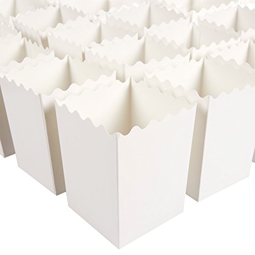 Cajas de regalo de palomitas de maíz (juego de 100) – 473 ml de contenedores de palomitas de maíz – Ideal para fiestas, noches de películas, baby & duchas de novia – (blanco) – 3 x 4 x 3 pulgadas