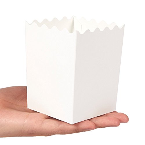 Cajas de regalo de palomitas de maíz (juego de 100) – 473 ml de contenedores de palomitas de maíz – Ideal para fiestas, noches de películas, baby & duchas de novia – (blanco) – 3 x 4 x 3 pulgadas