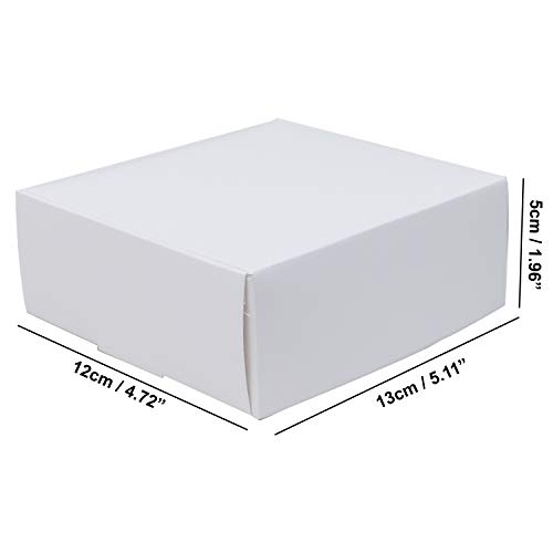 Cajas de Regalo(Pack de 10)- 13cm x 12cm x 5cm, Blanco, Kraft Papel Cajas Regalo - Autoensamblables Caja Presentación para Chocolates, Regalos, Galletas, Joyas, Fiestas y Festivales