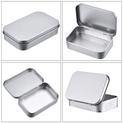 Cajas Metalicas Pequeñas (Pack 8) Latas de Aluminio Tapa Transparente sin Bisagra - 11.5cm x 8.5cm x 2.2cm - Latas Vacías para Cosméticos, Especias, Tarjeta SD, Abalorios, Monedas, Joyas, Dulces