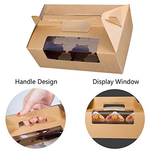 Cajas para Cupcakes, Vordas 12PCS Muffin Cupcake Boxes for 6 Cupcake, Perfecto para Decorar Pasteles y Ilevar Pasteles a Tus Amigos - Papel Kraft