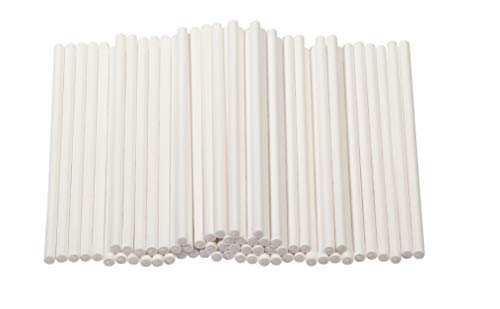 Cake Pop Sticks – 300 unidades de 10,16 cm palitos de papel para piruletas, manzanas dulces, chupetes, color blanco