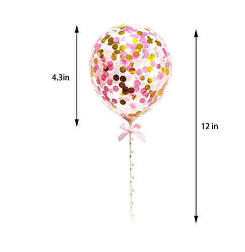 Cake Topper Bautizo,Cake Topper Globos,Confetti Balloon,Globos Brillantes,Globos con Confeti,Cake Topper Boda,Decoración para Tartas,Cake Topper,Globos de Látex de Confeti