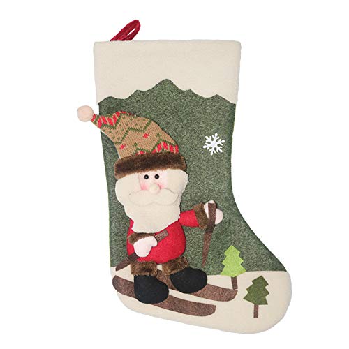 Calcetín de navidad 3 pcs,Medias de regalo de saco de Navidad para la decoración del árbol ,Adorno de Navidad Bolsa de dulces , Calcetín de decoración navideña Para llenar y colgar (46 * 25 cm)