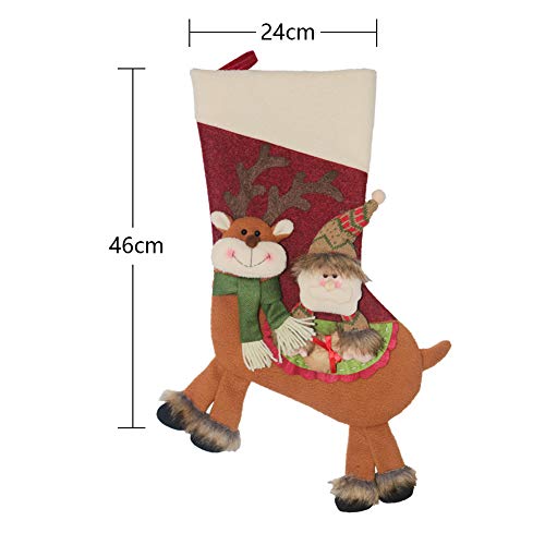 Calcetín de navidad 3 pcs,Medias de regalo de saco de Navidad para la decoración del árbol ,Adorno de Navidad Bolsa de dulces , Calcetín de decoración navideña Para llenar y colgar (46 * 25 cm)