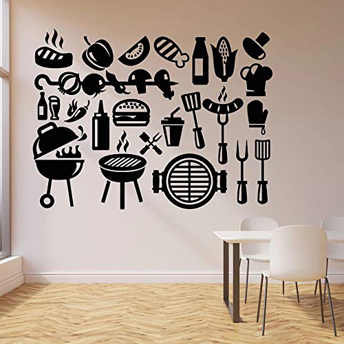 Calcomanías de pared porosas kebab barbacoa comida rápida restaurante gourmet restaurante decoración de interiores óxido de aluminio etiqueta de la ventana mural de arte