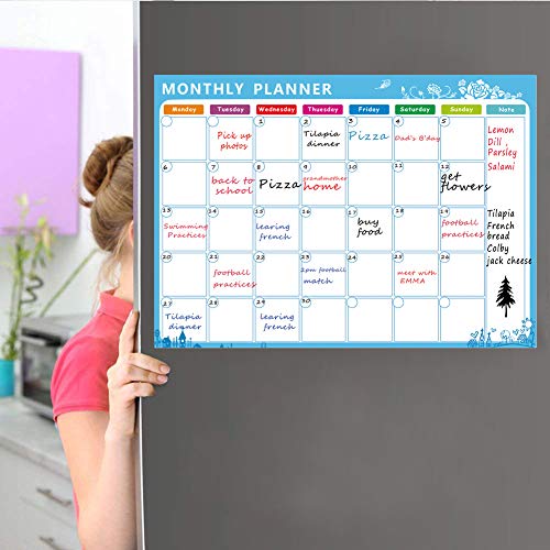 Calendario magnético ideal para la planificación del estudio, los exámenes, las tareas o la dieta - plan de tareas de la tabla blanca del refrigerador incluye plumas de borrado seco GRATIS