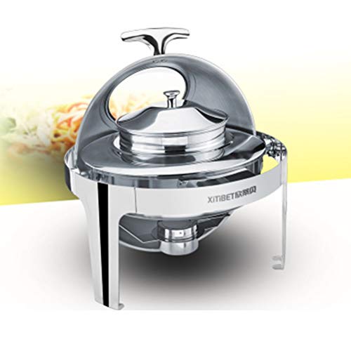 Calentador De Alimentos, Chafing Dish Calentador Comida Buffet Estufa Desayuno Estufa De Acero Inoxidable Redonda para Mantener Alimentos Calientes para Catering Buffet y FiestaB-Stove