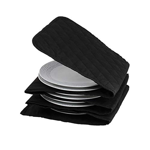 Calentador de platos eléctrico, 10 platos, 30 cm, 5 capas (algodón, lavable, tiempo de calentamiento 15-30 minutos, negro)