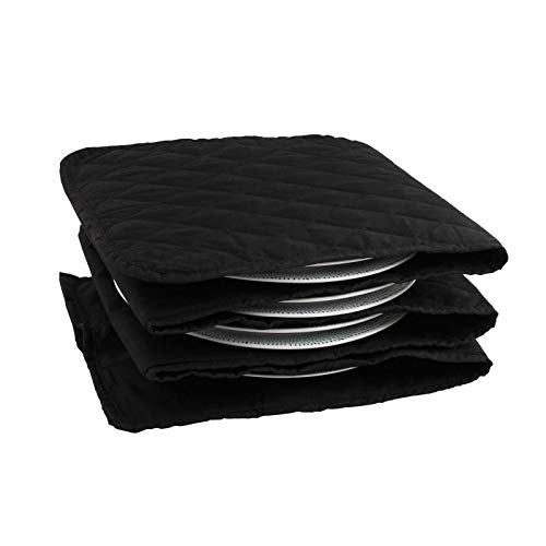 Calentador de platos eléctrico, 10 platos, 30 cm, 5 capas (algodón, lavable, tiempo de calentamiento 15-30 minutos, negro)