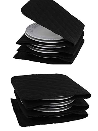 Calentador de platos eléctrico, 10 platos, 30 cm, 5 capas (algodón, lavable, tiempo de calentamiento 15-30 minutos, negro)