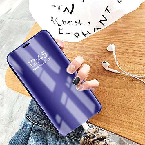 Caler Carcasa Compatible con Samsung Galaxy S8+/S8 Plus Espejo Funda Inteligente Cartera Flip Silicona Transparente Funda de Piel Bumper Folio Cobertura Espejo Soporte Shell