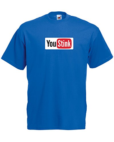 Calle calcomanías divertido novedad para hombre algodón manga corta camiseta usted apestoso YouTube fuente logo parodia S M L XL XXL XXXL Azul azul real XXL