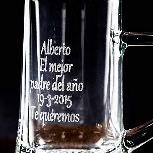 Calledelregalo Regalo Personalizado: Jarra de Cerveza Personalizada en Estuche (Jarra grabada con Texto)