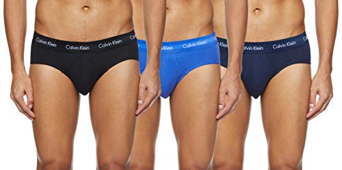 Calvin Klein Cotton Stretch-3er Slip, Azul (Black/Blue Shadow/Cobalt Water DTM WB 4ku), Medium (Pack de 3) para Hombre