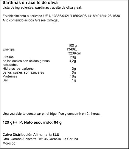 Calvo Sardinas en aceite de oliva, 120g