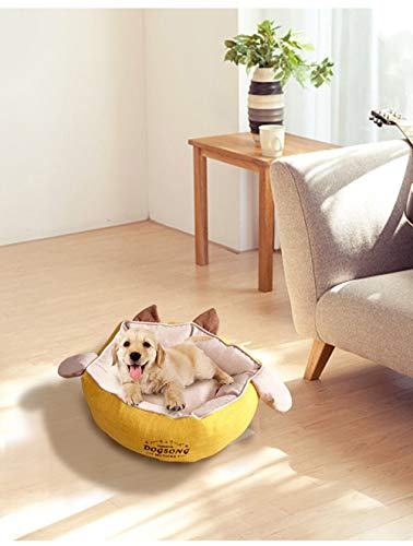 Cama para mascotas suave para perro de forma redonda saco de dormir perrera gato cachorro sofá cama mascota casa invierno cálido camas cojín confort superior M50X20Cm amarillo