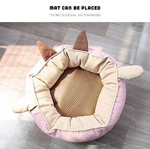 Cama para mascotas suave para perro de forma redonda saco de dormir perrera gato cachorro sofá cama mascota casa invierno cálido camas cojín confort superior M50X20Cm amarillo