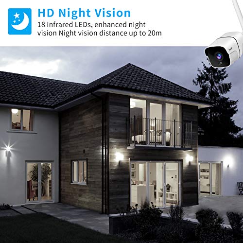 Cámara de Vigilancia Exterior, H+Y Cámara IP WiFi HD 1080P con Visión Nocturna, IR LED Motion Detection 2-Way Audio, Impermeable IP66 Cámara de Seguridad para Casa Garden Garaje