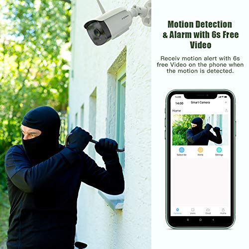 Cámara de Vigilancia WiFi Exterior/Interior,CACAGOO Cámara IP WiFi HD 1080P Seguridad Compatible Alexa, Impermeable IP66 2.4Ghz Audio bidireccional,Detección de Movimiento, Visión Nocturna