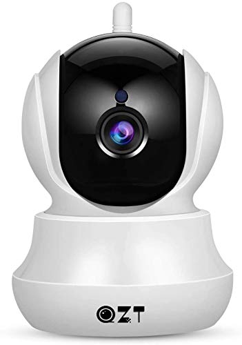 Cámara IP, Cámara de Vigilancia QZT 1080P WiFi con Visión Nocturna, Audio Bidireccional, Giro/Inclinación, Detección de Movimiento, Alarma Email, Cámara de Seguridad