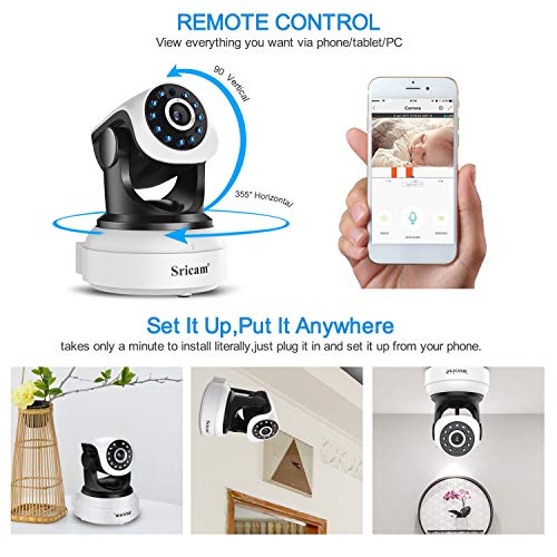 Camara IP WIFI 1080P, Camara de Vigilancia Inalámbrico, con HD Zoom, Vision nocturna, Comunicación Bilateral, , Detección de movimiento, Seguridad para Casa, Mascota, Anciano, Compatible iOS/ Android