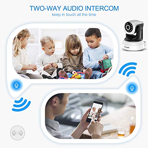 Camara IP WIFI 1080P, Camara de Vigilancia Inalámbrico, con HD Zoom, Vision nocturna, Comunicación Bilateral, , Detección de movimiento, Seguridad para Casa, Mascota, Anciano, Compatible iOS/ Android