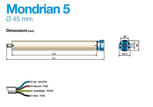 Came Y5050A121MO Mondrian 5 - Motor Tubular Persiana – Compatible con FAAC, Somfy y Nice 50 nm 92 kg