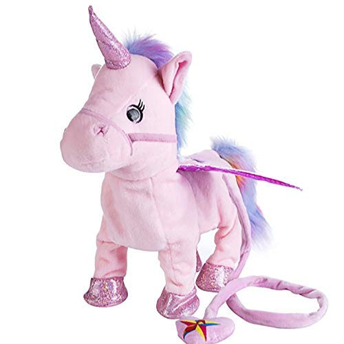 Caminata y Canto eléctrico Unicornio de Peluche de Juguete de Peluche Pegasus Pony Toys 35 cm Música Unicornio de Juguete para niños (Pink)
